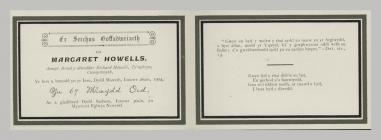 Memorial Card details for Margaret Howells