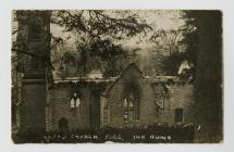 Eglwys Newydd Church ruins after the 1932 fire