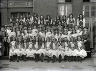 Girls dressed in their May Day costume,...