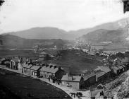 view of Rhiwbryfdir from Llechwedd quarry (1878)