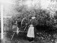 Margaret Evans and her spinning wheel, Y...