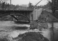 Demolition of the old Irfon bridge and the...