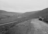 View near Rhayader of the old road to Aberystwyth