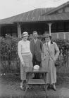 A man and two ladies outside Llandrindod Wells...