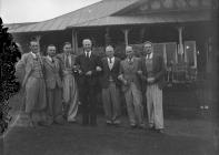 Seven men outside Llandrindod Wells Golf Club...