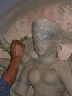 Preparing a sculpture of the Goddess Durga 