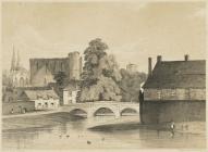  Brecon Castle & Priory Church, from Usk...