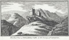 The east view of Dolwyddelan Castle in the...