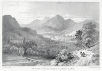 The inn at Capel Curig, from Moel Siabod