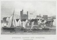  Swansea castle and harbour, Glamorganshire