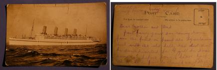 Thomas Matthews postcard of HMHS Aquitania