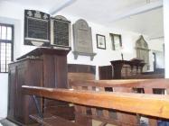 Maesyronnen chapel: memorial tablets behind the...