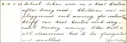 School log book entry, Ninian Park School,...