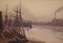 Sailing ships, Russell's Wharf, River Usk,...