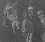 Three unknown men and a horse, circa 1930s
