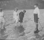 Unknown young people by lake, circa 1930s