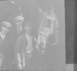 Three unknown men and a horse, circa 1930s