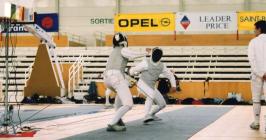An Aberystwyth fencer in action in St Brieuc, 2003