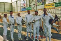 The epee teams from Aberystwyth Town Fencing...