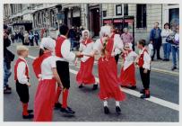 Folk dancing on St Mary Street, Cardiff