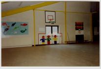 Sports hall with basketball net