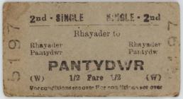 Rhayader - Pant y Dwr Train Ticket Stub (Front)