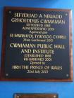 Commemoration Plaque Inside Cwmaman Institute,...
