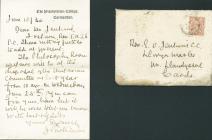 Letter to Rev. E. O. Jenkins, Llwyn Marles, 1930