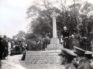 Unveiling the Llanfarian memorial to W E Powell...