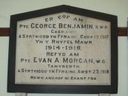 Memorial Plaque in Capel Llwynygroes, Cwmrheidol