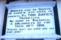 Capel Seion Chapel memorial