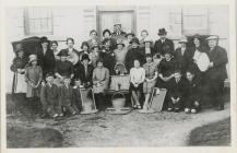 Wicker basket weaving class outside Capel y Cwm...