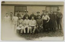 Group of First World War soldiers and kitchen...