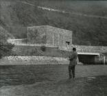 Man fishing at Rheidol Hydro Electric Station,...