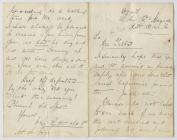 Handwritten letter to Alfred Talbot from his...