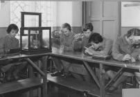 Pupils in the laboratory, Hafodunos Hall...