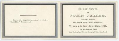 Memorial Card for John James