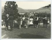 International guests on terrace at Broneirion...