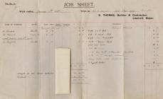 Job sheet/receipt for Mr. T. Hughes Old Post...