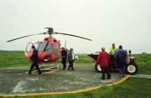 Helicopter arrivale on Skokholm