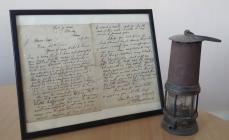 Letter and miners lamp from David (Dai) Lloyd...