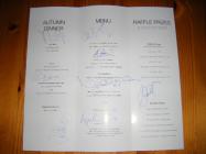 Signed dinner menu, unidentified occasion, 1981