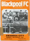 Programme cover, v. Blackpool, August 1981