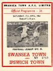 Programme cover, v, Ipswich Town, April 1961