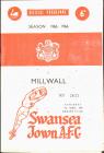 Football Programme  - Swansea Town versus Millwall