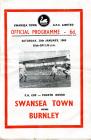 Football Programme  - Swansea Town versus Burnley