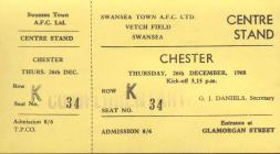 Ticket for Swansea Town versus Chester, 1968