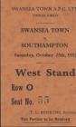 Ticket for Swansea Town versus Southampton, 1952