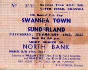 Ticket for Swansea Town versus Sunderland, 1955