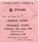 Ticket for Ipswich Town versus Swansea Town
